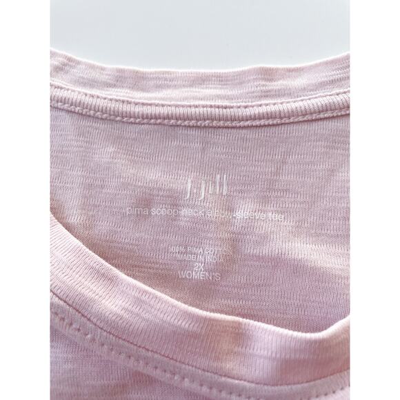 Women's J. Jill Scoop Neck Short Sleeve Tee Pink Pima Cotton Size 2X - Picture 2 of 7